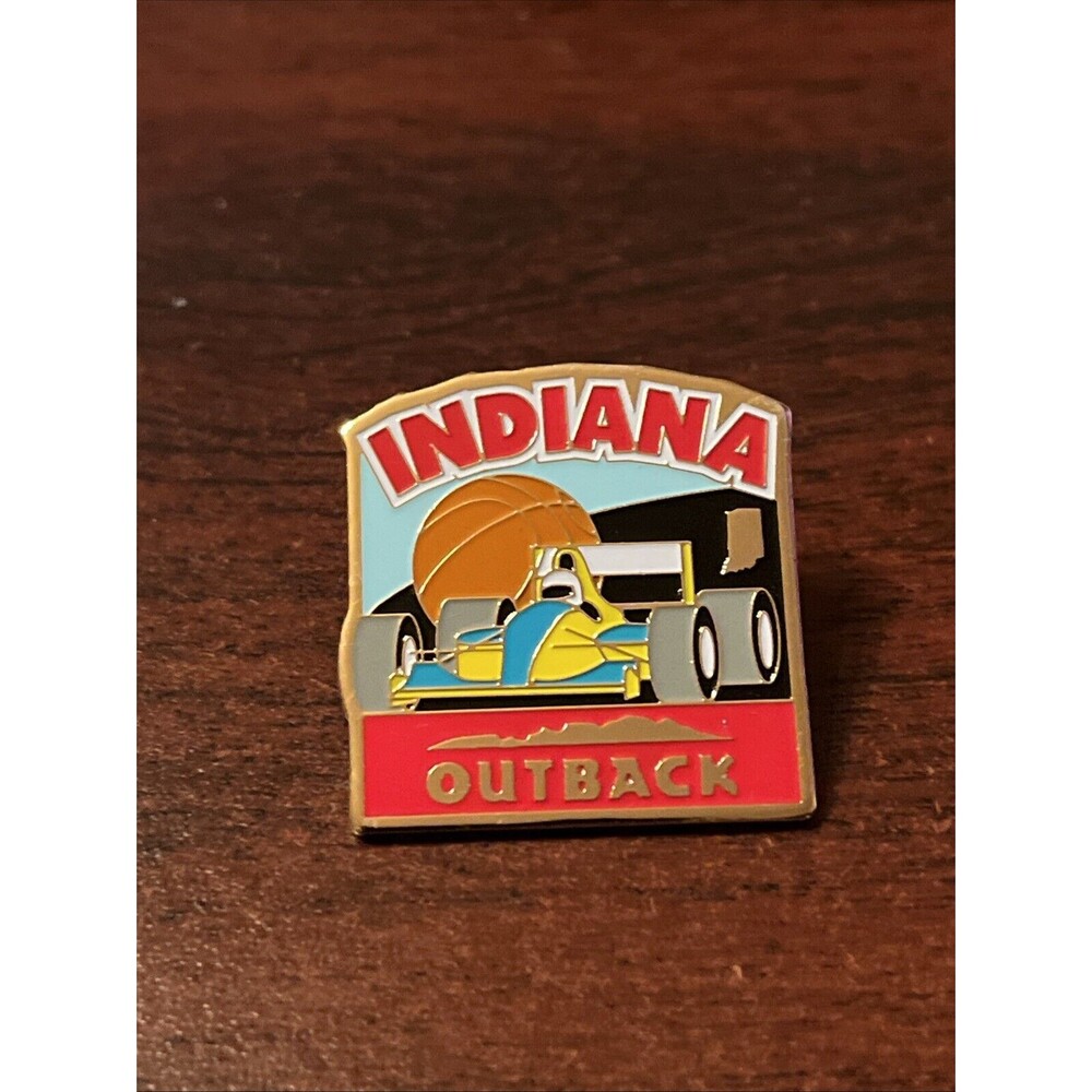 Outback Steakhouse 50 States Indiana Drag Racing Basketball Lapel‎ Hat Pin